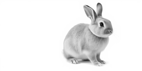 Obraz premium Graceful Dutch rabbit standing alone against a clean white background, charming, graceful, elegant