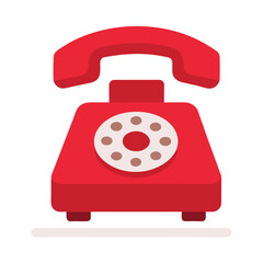 A red phone with a white background. The phone is on the left side of the image
