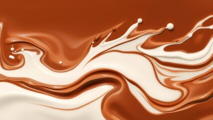 Mixture of chocolate and white milk creating a stunning splash effect, flow, swirl, chocolate