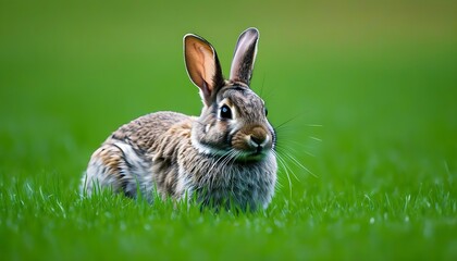 Fototapeta premium Bunnies in Grassland: charming and natural.