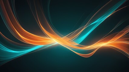 Dynamic flowing light beams in warm orange and cool teal hues