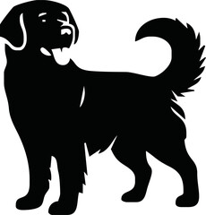 Vector silhouette of dog on white background