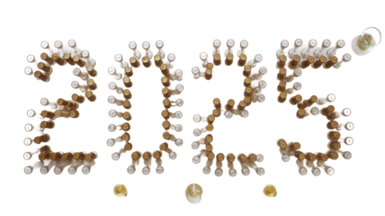 Transparent background with coins forming 2025