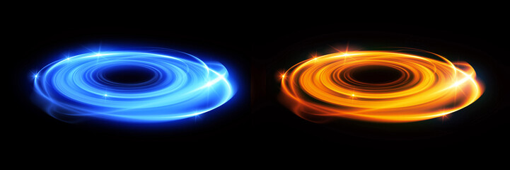 Versus round blue and red glow rays night scene. Light effect podium. .Beam stage. Magic fantasy portal. Futuristic teleport. Vivid curls. Versus battle