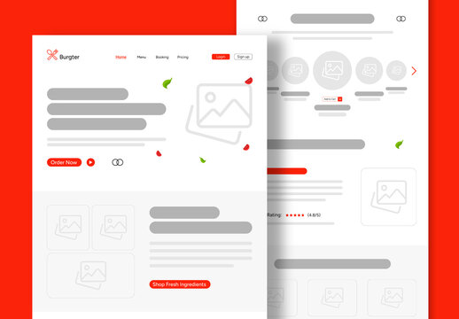 Food Landing Page Wireframe Layout