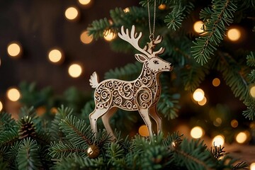 Handmade eco-friendly Christmas decorations made from natural materials like wood, buttons, glass, twine, pine cones,candles, seashells and cinnamon sticks, adding charm to holiday celebrations.