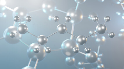 pentane molecular structure, 3d model molecule, alkane, structural chemical formula view from a microscope