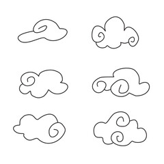 set of cloud icons, outline icons 