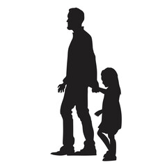 silhouette of happy family , father and little girl 