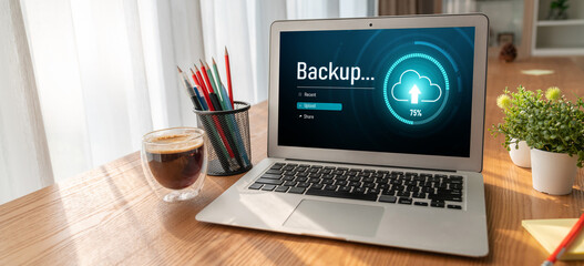 Backup Storage Data Internet Technology Business concept. Database storage cloud technology file data transfer sharing, cyber, big data information, internet banking application download upload snugly