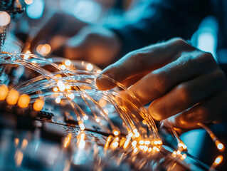 Ai generate innovative light wiring industrial workshop photography tech environment close-up view creative concept