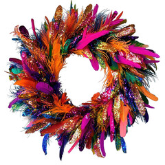 Colorful Decorative Wreath Inspired by Vibrant Colors and Traditional Designs, Perfect for Seasonal Celebrations and Home Decor Accents on a Clean Background