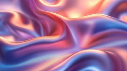 Obraz premium Radiant flowing silks with glowing pastel edges, holographic gradients, and smooth metallic finishes