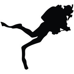 silhouette of a diver under full scuba gear