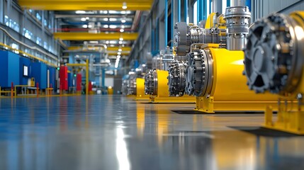 A modern coal plant with automated robotic systems, glowing control panels, and ultra-efficient turbines.
