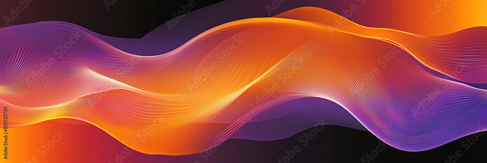 Poster vibrant waves of color flow through dark background