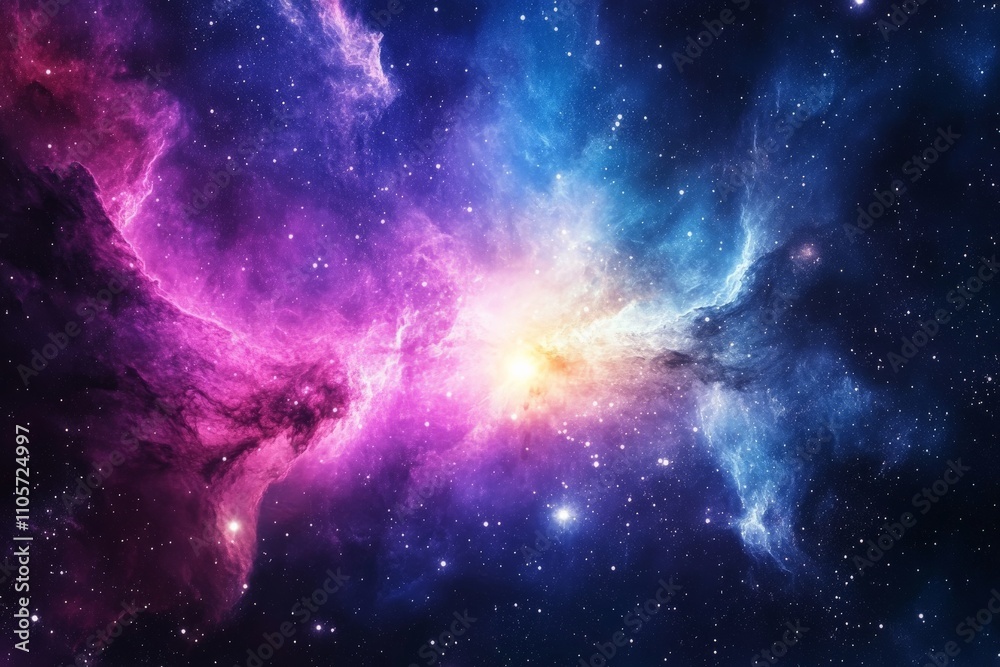 Aufkleber a breathtaking cosmic scene features a vibrant nebula with colorful star fields spanning the univers