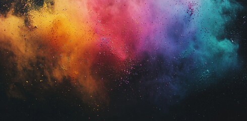 A dark backdrop featuring abstract bursts of powder.
