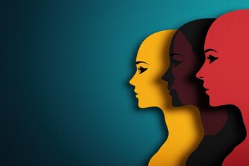 Diverse silhouettes representing identity artistic exploration digital art contemporary setting side view inclusivity