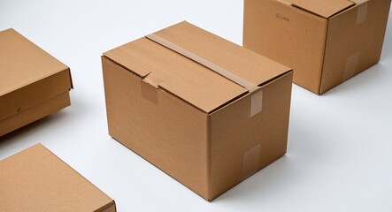 Fototapeta premium Cardboard Box on White background design