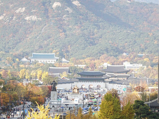 Gwanghwamun Square in Seoul and Gyeongbokgung Palace, the palace of the Joseon Dynasty