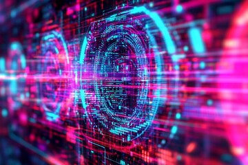 Obraz premium Mesmerizing Digital Vortex Captivating Swirls of Neon Lights and Futuristic Cyberspace Visuals
