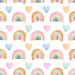 Nice baby neutral bohemian rainbows seamless pattern. Trend rainbows surface. Boho rainbows for baby shower invitations, cards, nursery room, posters, fabric.