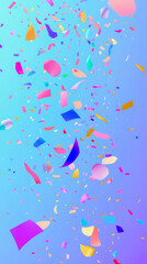Festivity bursts alive with vibrant confetti drifting gracefully through a serene blue backdrop, capturing the essence of joy and celebration.