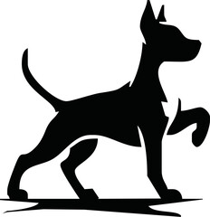 Vector silhouette of dog on white background