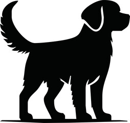 Vector silhouette of dog on white background