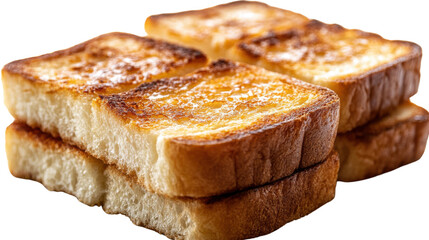 slices of bread on white background