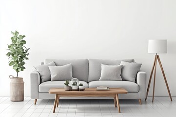 Modern Living Room Interior Design Featuring Gray Sofa