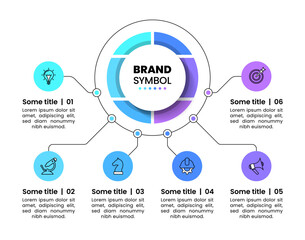 Infographic template. Circle with 6 connected icons