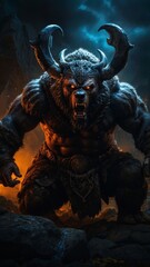 Obraz premium Angry Berserker Viking Mythology Fantasy Art