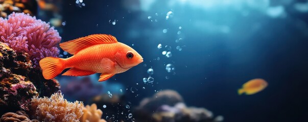 Obraz premium Vibrant fish swimming in coral reef