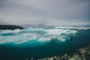 Icebergs in Jokulsarlon Glacier Lagoon, Iceland