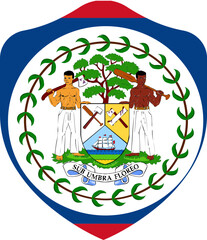 Belize Flag on Shield Shape
