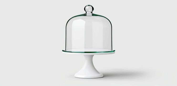 Stylish crystal cake stands, both covered and uncovered, featuring modern 3D transparent dessert displays with elegant stems and dome lids, as well as flat presentation surfaces.