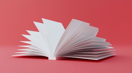 A floating open book with a bookmark, displaying a blank volume, seen from above, representing a diary, bestseller, school dictionary, novel, or fairytale.