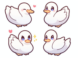 Four Adorable White Ducks