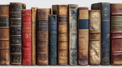 A set of various random books in full detail, isolated on a transparent background The collection includes a variety of novels, textbooks, notebooks, and journals, each with vivid colors and 