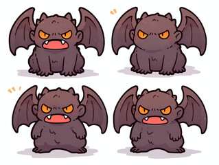 Four Cute Angry Dragons