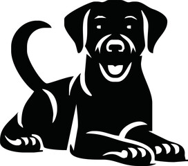 Vector silhouette of dog on white background