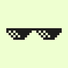 Glasses Shades with soft background. Glasses Shades Thug Life Gangster Cool Deal With It Viral Meme 8 Bit Pixelated Pixel Art No Transparent Background Vector EPS PNG Clip Art