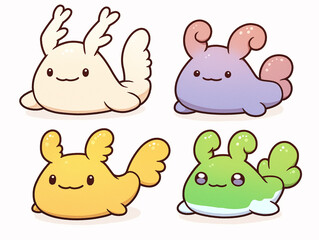 Naklejka premium Four Cute Cartoon Animals