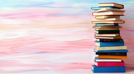 Stacked Books on a Desk Symbolizing Education Learning and Knowledge