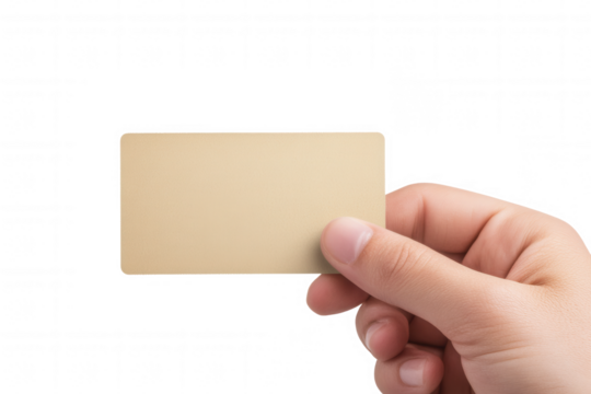 A person holds a blank, transparent card in their hand, positioned against a clean, white background. This card can be used for various purposes such as identification, access, or other applications i