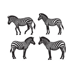 set of zebra vector, zebra icon, silhouette of zebra crossing vector illustration, zebra silhouette, icon logo