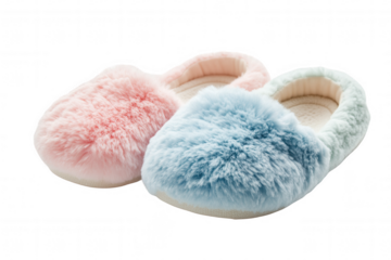 These soft and fluffy slippers, featuring a pink and light blue design, provide ultimate comfort for indoor wear. Perfect for relaxing at home, they keep your feet warm and add a touch of style to you