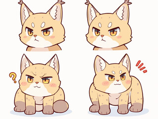 Fototapeta premium Adorable Cartoon Lynx Expressions
